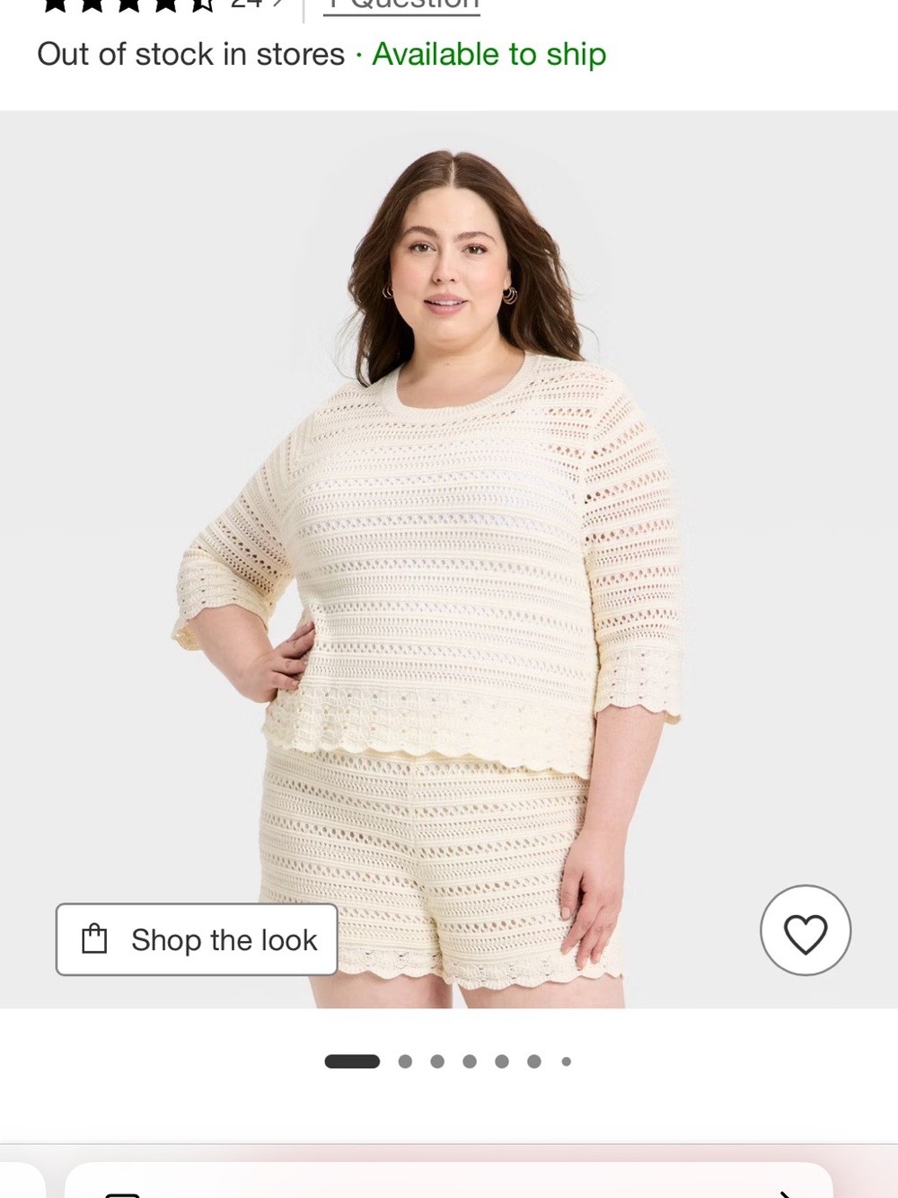 Universal Thread Cream Crocheted Knit Sweater and Shorts Set